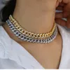 rose gold two tone color 12mm miami cuban chain iced out bling cz cubic zirconia paved women men hiphop cuban necklace jewelry