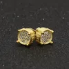 Mens Hip Hop Stud Earrings Jewelry High Quality Fashion Gold Silver Zircon Round Earring For Men