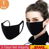US Stock Justerbar Anti Dust Face Mask Svart Bomull För Cykling Camping Resor 100% Bomull Tvättbara Reusable Cloth Masks Mzy Nya Heta Masker