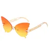 Butterfly Sunglasses Milan Fashion Show Theme Rimless Hollowing Out Temples Funny Sun Glasses Women