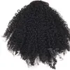 Mongol No enredo no sheddin Afro Curly costum 3c Cordón Cola de caballo Negro natural 12 a 26 pulgadas 120g Tejido de cabello humano Lazos de banda elástica