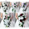 Waterfall Wedding Bride Bouquet Bridesmaid Hand Tied Flower Decor Home Holiday Party Supplies European Rose Wedding Flowers Gift T3379898