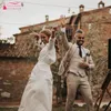 Simple Mooie Toscaanse Trouwjurken Intens Romantisch Land Maxi Bruidsjurken V-hals Split Robe de Soiree ZW180