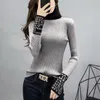 Tight Basic Sweter Kobiety Cienkie Długie Swetry Swetry i swetry Turtleneck Slim Panie Dzianiny Moda