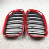 Custom Made Red Carbon Fiber Car Mesh Grille For BMW 7 Series F01 Double Line Front Bumper Lip Kidney Grilles