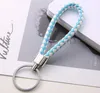 NOVO PU de couro trançado de tecido Keychain Rope Anéis Fit DIY pingente círculo chaveiro Car Holder Chaveiros Epacket gratuito