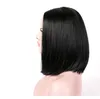 Rosa Star Korta Straight Bob Hår Parykar Naturlig Middle Part Black Färg Syntetfibrer Värmebeständig Cosplay Daily Wig Kvinnor