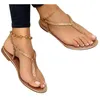 Sandalen Sommer Damen Flip-Flops Offene Spitze Freizeitschuhe Flache Strasssteine Römische Mode Dot Schnürschuhe Damen