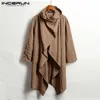 Mannen Trench Mode Turtleneck 2020 Nieuwe Fasion Ponchos Capes Mantel Katoen Lange Mouwen Casual Streetwear Windbreaker