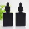 30ml Vidrio esmerilado negro Reactivo líquido Pipeta Cuentagotas Botellas Aceite esencial cuadrado Botella de perfume Aceite de humo e botellas líquidas LX3344