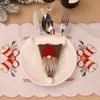 Fashion Cartoon Elf Kerstmisgerei Cover Red Fork Knife Case Kerstboom Hangt feestelijk feest Home Decor Drop Ship