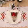 Fashion Cartoon Elf Christmas tableware cover red fork knife case Christmas tree hangs Festive Party Home decor drop ship