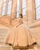 2021 Embroidered Pearls Beaded Quinceanera Dresses With Sleeves Scoop Keyhole Backless Tulle Ball Gowns Sweet 16 Dress Graduation Prom New