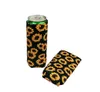 Slim Can Sleeve Sunflower Neoprene Insulator Cooler Baseball Can Holder Water Bottle Covers Bottle Case Pouch Leopard Flower