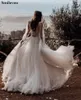 Smileven boho uma linha vestido de noiva mangas folhadas 2020 sexy v pescoço vestidos vestidos vestido de casamento buff tule vestidos de casamento