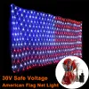 30V Amerikanische Flagge LED Lichterketten Hängende Ornamente Garten Dekoration Net Lichter Weihnachten Wasserdichte Outdoor Lichterkette