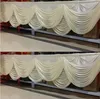 Top Style White Wedding Curtain Swag Is Silk Bakgrund Gardiner Swag Ladder Drops för Bröllopsfest Bord Skirt Bordsduk Dekoration