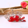 Koreańska księżniczka Flower Crown Clips Diamond Crown Barrettes Baby Hair Bows Girls Crystal Bowknot Crown Hair