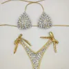 Vacanza Nuova costumi da bagno di bandage Sexy Women Bikini Set Diamond Rhinestone Bareding Abito da spiaggia da spiaggia