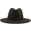 18 färger enkla breda rand fedora hatt för kvinnor solid färg ullfilt hatt för män höst vinter panama gamble vit jazz cap