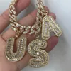 Custom Name Baguette Letter with 10mm Miami Cuabn Link Chain Necklace Jewelry Hip Hop Bling Jewelry
