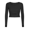 dessus de yoga T-shirt à manches longues avec coussin de poitrine soutien-gorge de sport demi-longueur court en plein air course mince yoga haut vêtements de sport femmes chemises6791480