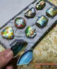 Toptan Çin Eski Pekin Emaye Işi Mücevher Kutusu Kutusu Bakır Lastik Emaye 1 Set 8 adet