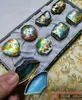 Boîte à bijoux cloisonnée chinoise ancienne de pékin, boîte à bijoux en cuivre émaillé, 1 ensemble 8 pièces 279g