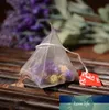 5.5*7cm Biodegradable Non-woven Pyramid Tea Bag Filters Nylon TeaBag Single String With Label Transparent Empty Tea Bags