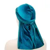 Mode Dames Velvet Durag Bandana Turban Pruiken Heren Satijnen Piraat Hoed Effen Kleur Hoofddeksels Hoofdband Pigtail Hip Hop Cap Mutsie