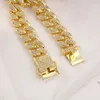 Joyería de Hip Hop Diamante Cadena de eslabones cubanos Pulsera de oro Collar para hombre Cadenas heladas Diseñador de lujo Miami Curb Collares Rapero F6745675