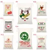 38 regali di Natale in stile borse con coulisse panno di cotone tasca tascabile borsa di tela stampata borsa regalo di Natale per bambini T9I00575