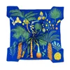 Nowy jedwabny szalik Twill Women Palm Tree Printing Square Szaliki Fashion Faulard Duże hidżab szalkerChief 130*130 cm