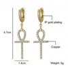 Fashion Gold Plated Bling CZ Prong Setting Cross Earrings for Girls Women Hip Hop Jewlery Nice Gift for Friend