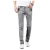 Männer Jeans Männer 2021 Sommer Strech Business Casual Gerade Slim Fit Hellgrau Denim Hosen Hosen Klassische Cowboys301f