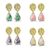 2021 INS 패션 골드 여성을위한 스터드 귀걸이 소녀 Waterdrop Drusy Drusy Drusy Druzy Earrings Jewelry