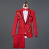 Conjuntos de trajes ajustados informales de estilo chino para hombre, esmoquin con lentejuelas a la moda, trajes para escenario de concierto y cantante, vestidos de fiesta de boda 2669