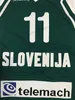 Anpassad #11 Goran Dragic Slovenien Eurobasket 2011 Trikot Basketball Jersey Ed Green Alla namn och nummerstorlek XS-3XL 4XL 5XL 6XL-tröjor