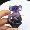 10 stks schattige hand gesneden fluoriet steen koala beer beeldje souvenir natuurlijke regenboog fluoriet quartz crystal edelsteen koala standbeeld ambachten