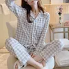 Vêtements de nuit pour femmes mode imprimé coton femmes pyjamas ensemble printemps automne femmes vêtements de nuit Pijamas maison costume Pyjama Femme1