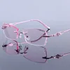 Ögonglasögonramar för kvinnor Rhinestone Rimless Gyeglass Lady Reading High Clear Lens Hyperopia Women039s Pink Presbyopic16348827