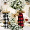 Buffalo Plaid Wijnfles Cover Decoratieve Faux Bont Manchet Trui Wijnfles Houder Gift Bags Party Ornament GWD1779