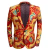 Heren Pakken Blazers Chinese Stijl Rode Draak Print Pak Mannen Podium Zanger Dragen 2 Stuks Set Slim Fit Bruiloft smoking Kostuum 170w