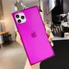 Fluoreszierende, quadratische, einfarbige Handyhülle für iPhone 11 Pro Max XR X XS Max 7 8 6 Plus SE Hülle, stoßfeste, weiche, klare Rückseite