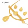 Ohrringe Halskette Gold Farbe 24k Schmucksets für Frauen Afrikanische Brauthochzeitsgeschenke Party Wassertropfen Anhänger Ringarmband Set1891024