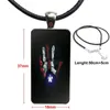 För Unisex Presenthalsband med stålpläterad Glas Cabochon Choker Long Pendant Rektangel Halsband Puerto Rico Flagga