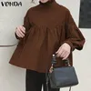 المرأة بلوزة تونك فوندا 2020 الخريف طويلة الأكمام قمم أنثى خمر القمصان الصلبة البوهيمي blusas زائد حجم مكتب القمصان 1
