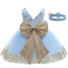 Baby Girls dress Kids Wedding Bridesmaid Princess Dress With Big Bow Girls Dresses Star Christmas Party For 9M5Yrs2949601