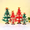 Albero di Natale fai da te in legno Verde Rosso Robusto albero di Natale in legno Ornamento da tavolo Regali di Natale fai da te per bambini