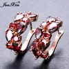 JUNXIN luxe femme grand cerceau boucles d'oreilles or Rose rempli rouge blanc Zircon boucles d'oreilles bijoux de mode mariage pour les femmes